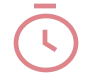 Icon of a red and gray clock showing 3:00 time.