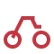 Red music note icon with two connected stems on a transparent background.