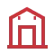 Icon of a red and gray industrial factory with three chimneys emitting smoke.