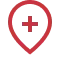 Icon of a red location marker with a white male gender symbol inside.